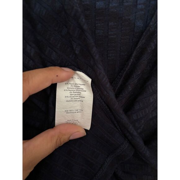 NWOT Jessica Simpson Maternity SZ XL Dress Navy Ribbed Faux Wrap Stretch Rayon P - Picture 4 of 4